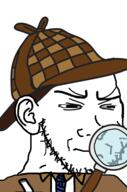 closed_mouth clothes detective ear glasses hat magnifying_glass soyjak stubble variant:soyak // 632x956 // 228.0KB