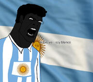 angry argentina black black_skin clothes country ear flag glasses hair handsome_face irl_background open_mouth soyjak spanish_text text variant:cobson // 1102x977 // 355.9KB