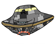 blue_teeth glowing_eyes smile spaceship ufo variant:impish_soyak_ears yellow_eyes yellow_sclera // 900x900 // 49.9KB