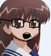 anime brown_hair clothes ear glasses mahoraba open_mouth soyjak stubble tamami_chanohata variant:unknown white_skin // 442x482 // 88.0KB