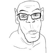 closed_mouth drawing ear eye_bags glasses long_face looking_at_you soyjak stubble variant:feraljak wrinkles // 1500x1440 // 275.6KB