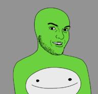closed_mouth dream_(youtuber) green_skin grin soyjak stubble variant:unknown youtube youtuber // 796x769 // 56.2KB