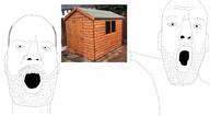 2soyjaks callums_corner open_mouth pointing shed soyjak stubble variant:unknown // 1366x752 // 146.4KB