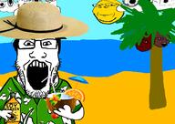 arm beach clothes coconut concerned drawn_background frown glasses hand hat holding_object juice multiple_soyjaks open_mouth orange_(fruit) palm_tree plant sand sea smile soyjak stretched_mouth stubble subvariant:wholesome_soyjak sun tree trend:soyjak_trio tshirt vacation variant:gapejak variant:markiplier_soyjak variant:soyak variant:tony_soprano_soyjak water // 1414x1005 // 554.8KB