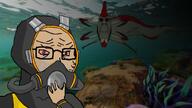 bloodshot_eyes closed_mouth crying diver fish glasses leviathan mask scared smile stubble subnautica subvariant:crying_soyak_ears2 subvariant:hornyson underwater variant:cobson variant:soyak // 900x506 // 640.5KB