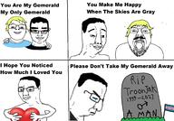 2soyjaks 4panel chud closed_eyes closed_mouth comic crying dead death friendship gem gemerald glasses gravestone hair heart holding_object mustache sad side_profile smile soyjak stubble subvariant:chudjak_front suicide tranny transgender_flag variant:chudjak yellow_hair // 1750x1220 // 492.8KB