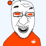 antenna bald glasses orange_shirt red_eyes reddit snoo stubble teeth variant:crimjak // 1280x1280 // 133.7KB