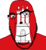 Hamburg flag flag:hamburg full_head germany glasses hair looking_at_you open_mouth smile soyjak stubble teeth variant:cobson // 775x849 // 25.6KB