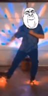 angry animated dance disco fat glasses irl smile soyjak stubble variant:chugsjak // 358x716 // 6.9MB