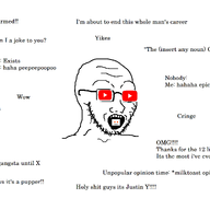 glasses open_mouth soyjak stubble text variant:soyak youtube // 3441x1765 // 111.8KB