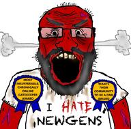angry award badge bald beard dirty_clothes dnb gatekeeping glasses grey_hair i_hate newfag newgod old oldfag open_mouth red_skin rosette steam subvariant:science_lover variant:markiplier_soyjak vein wrinkles // 800x789 // 366.2KB