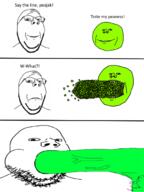 5soyjaks blowjob meta:pornographic_content nsfw pea penis pun say_the_line subvariant:blowjob_gapejak subvariant:wholesome_soyjak variant:gapejak variant:impish_soyak_ears // 509x679 // 259.3KB