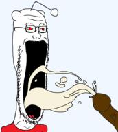 antenna bbc clothes cum drinking ear glasses meta:pornographic_content negro nsfw open_mouth penis red_eyes reddit redditard soyjak stubble subvariant:soyak_soymilk variant:soyak // 805x900 // 46.1KB