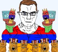 armenia azerbaijan blue_eyes brown_hair chicken clothes crown deceased_african_adolescent_(namefag)_african_adoles flag:armenia flag:azerbaijan glasses grin hat multiple_soyjaks muscles muscular_male nugget open_mouth skibidi_toilet smile soyjak star_and_crescent star_of_david stubble subvariant:grinlook_poggers subvariant:science_lover toilet trend:aryan variant:chudjak variant:cobson variant:impish_soyak_ears variant:markiplier_soyjak vein white_skin // 1051x929 // 504.3KB
