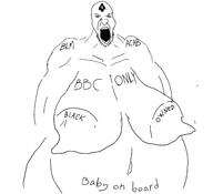 bbc black_lives_matter buff italy nipple nsfw open_mouth queen_of_spades soyjak spade stubble text ukraine variant:chaosjak // 604x549 // 56.4KB