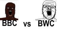 2soyjaks bbc black_skin bwc glasses mustache open_mouth soyjak stubble text variant:a24_slowburn_soyjak // 1280x720 // 97.8KB