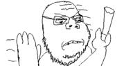 arm blunt glasses hand holding_object oekaki soyjak stubble variant:gapejak // 500x250 // 20.1KB