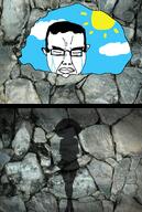 cave closed_eyes closed_mouth cloud crying girls_und_panzer irl_background subvariant:chudjak_front sunni variant:chudjak yukari_akiyama // 1000x1488 // 1.4MB