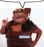 antiswarthy_(namefag) big_lips brown_skin closed_eyes ear eskimo eyelashes fat female gook greenlandic ias long_nails makeup nigger queen shitskin speech_bubble subvariant:chinkmutt text tranny troon variant:meximutt variant:poopson // 717x762 // 483.2KB