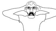 beard ear glasses grey_eyes hands_behind_head open_mouth shocked subvariant:doctos subvariant:doctos_front variant:soyak white_background // 1920x1080 // 197.1KB