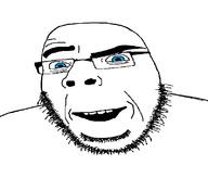 beard blue_eyes glasses mouth_open smile smirk smug stubble subvariant:modern_cobson thick_eyebrows variant:cobson // 798x683 // 31.4KB