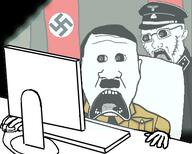 adolf_hitler bunker doctos glasses hitler_mustache mustache nazi_arm_band nazi_flag nazi_swastika nazism pc schutzstaffel screen shadow stubble subvariant:doctos subvariant:doctos_front subvariant:neutralplier swastika totenkopf uniform variant:markiplier_soyjak variant:soyak waffenss // 452x363 // 90.8KB