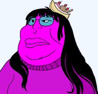 banana_split_ice_cream double_chin fat femquote hair purple_shirt purple_skin quote subvariant:mariana transparent_background ugly variant:meximutt // 888x849 // 69.1KB