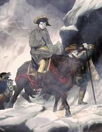 accessory alps art background beard bonaparte_crossing_the_alps cape classical_art_parody closed_mouth clothes cloud cold donkey frown glasses glove hair hat horse ice jackte looking_at_viewer looking_at_you meta:featured military military_hat military_uniform mountain mule multiple_soyjaks mustache napoleon napoleon_bonaparte napoleonic_war neutral nose riding saddle shadow spear stubble variant:chudjak variant:feraljak winter wrinkles // 3954x5090 // 21.9MB