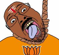 brown_skin clothes glasses hanging hinduism india indian mustache open_mouth rope soyjak suicide tongue variant:bernd yellow_teeth // 1080x1011 // 150.6KB