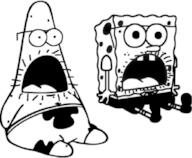 2soyjaks cartoon clothes full_body glasses nickelodeon open_mouth patrick_star soyjak spongebob_squarepants stubble variant:unknown // 2740x2256 // 498.1KB