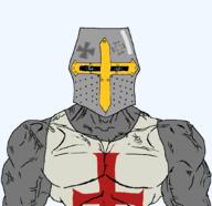 arm armor blue_eyes christianity cross crusade great_helm knight muscular_male soyjak subvariant:chudjak_front subvariant:muscular_chud transparent_background variant:chudjak // 1059x1025 // 50.9KB
