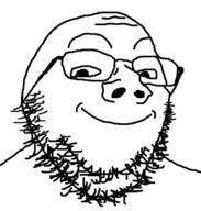 closed_mouth glasses small_head smile soyjak stubble subvariant:shrimpish variant:gapejak // 558x587 // 85.3KB