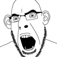 angry ear glasses open_mouth soyjak stubble variant:cobson // 722x720 // 44.0KB