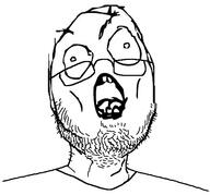 clothes glasses meme open_mouth rage_comic rage_guy soyjak stubble variant:unknown // 556x518 // 55.3KB