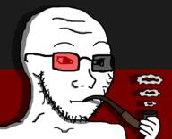 black black_and_red_background blackred blackred_user closed_mouth colored_glasses glasses hand pipe red shading smoking soyjak stubble variant:soyak // 950x774 // 48.2KB