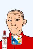 1864 alcohol bottle closed_mouth clothes ear flag flag:sevastopol hair neutral russia sevastopol smirnoff soyjak star_(symbol) text track_suit transparent transparent_background ukraine variant:kuzjak vodka white_skin // 810x1192 // 149.0KB