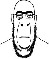 aliased bald ear glasses looking_at_you monochrome neutral soyjak stubble subvariant:jobson thick_eyebrows unibrow variant:cobson white_background // 700x850 // 16.4KB