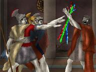 accessory animal arthelmet beard blacksun brother buff chin classical_art_parody clothes dark frown full_body glasses hair hat hiding holding_object holding_sword jawline looking_at_each_other looking_at_you looking_up man multiple_soyjaks oath_of_the_horatii open_mouth robe roman_empire roman_legionary_helmet roman_salute rome rope salute shade shadow smile smug sonnenrad soyjak squirrel squirreljak subvariant:feralsquirrel subvariant:perceptive_chud sword teeth teeth_showing testosterone tool variant:a24_slowburn_soyjak variant:chudjak variant:feraljak warrior // 3458x2618 // 8.1MB