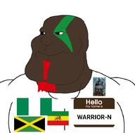 Warrior-Z(user) black_eyes black_skin effortson hello_my_name_is_(sticker) jamaica meta:tagme nigeria nigger rastafari series:keep_raging_on_them subvariant:mexiaryan wakanda_forever // 886x872 // 150.0KB