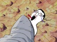 anime background blood bloodshot_eyes chud crushed crying dragon_ball foot giant glasses hair open_mouth scream soyjak tongue variant:chudjak vegeta // 960x720 // 1.0MB