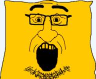 glasses open_mouth soyjak spongebob_squarepants stubble subvariant:pissluffare_front variant:pissluffare yellow_skin // 620x508 // 40.4KB