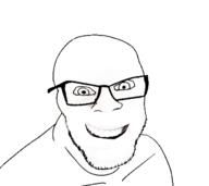 faceapp glasses no_eyebrows smile soyjak stubble variant:feraljak // 1246x1112 // 449.7KB