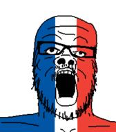 country flag flag:france france glasses mustache open_mouth soyjak stubble variant:a24_slowburn_soyjak // 454x520 // 8.0KB