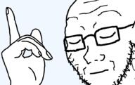 closed_eyes closed_mouth glasses hand pointing pointing_up soyjak stubble this_so_much_this tsmt variant:soyak // 1000x632 // 90.1KB