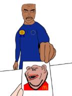 amerimutt award ear european european_union eyes fat flag:european_union glasses hair hand lips mcdonalds most_obsessed_faggot_award shitskin star star_(symbol) stubble subvariant:impish_amerimutt variant:bartender variant:chudjak variant:impish_soyak_ears white_skin // 800x1067 // 131.6KB