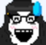 closed_eyes clothes glasses hair sweatdrop tanmoji variant:soytan // 32x31 // 691