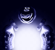 8 8_ball ball darkness eyebags gradient hand light lighting looking_at_you no_body number shading smile subvariant:impish_ball variant:impish_soyak_ears wrinkles // 1556x1424 // 1.1MB