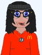 amerimutt beanie blue_eyes brown_skin glasses hair mcdonalds open_mouth variant:soytan // 384x503 // 66.8KB