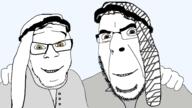 2soyjaks arab friendship glasses hand happy keffiyeh looking_at_you no_more_brother_wars smile soyjak stubble thob variant:cobson variant:feraljak // 1920x1080 // 432.9KB