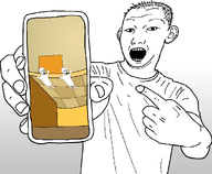 building finger hand holding_object open_mouth phone pointing showing_something variant:kuzjak variant:soyak // 1704x1399 // 428.0KB